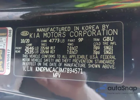 2021 Kia Sportage Lx z USA, uszkodzony, nr VIN KNDPMCAC3M7894571